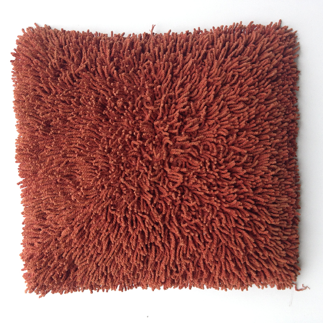 CUSHION, 1970s Brown Shagpile